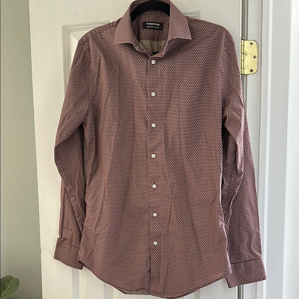 Nordstrom Men's Burgundy Patterned Button Down Shirt